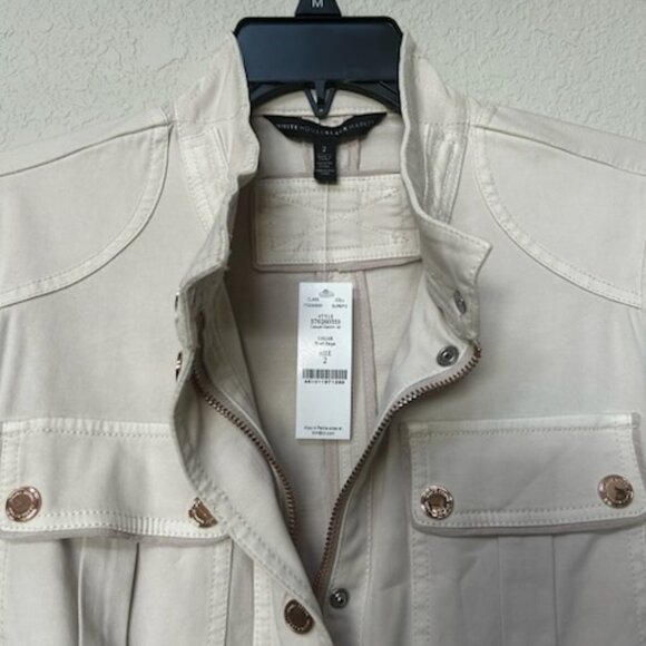 NWT White House Black Market Casual Denim Blush Pastel Color Belted Jacket - Picture 13 of 14